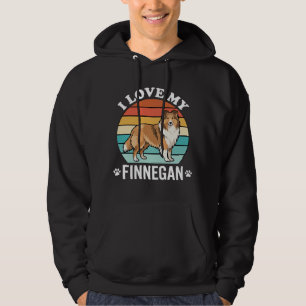 Ich liebe meinen Finnegan Sheltie Retro Sonnenunte Hoodie