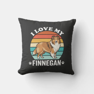 Ich liebe meinen Finnegan Sheltie Retro Sonnenunte Kissen