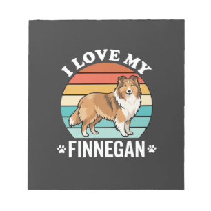 Ich liebe meinen Finnegan Sheltie Retro Sonnenunte Notizblock