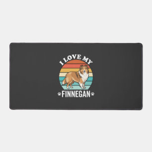 Ich liebe meinen Finnegan Sheltie Retro Sonnenunte Schreibtischunterlage