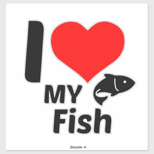 Ich Liebe meinen Fisch Aufkleber (Blatt)