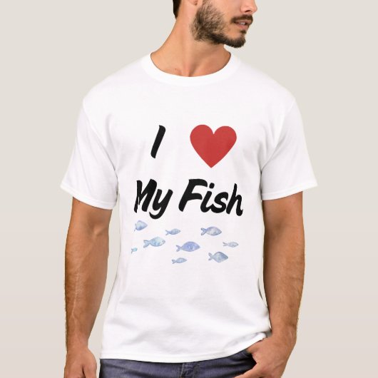 Ich Liebe meinen Fisch Text und mein Herz T-Shirt (Vorderseite)