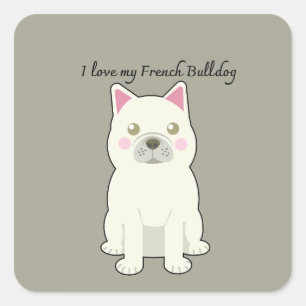 Ich liebe meinen Französischen Bulldogge Quadratischer Aufkleber