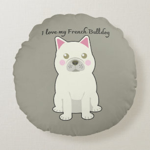 Ich liebe meinen Französischen Bulldogge Rundes Kissen