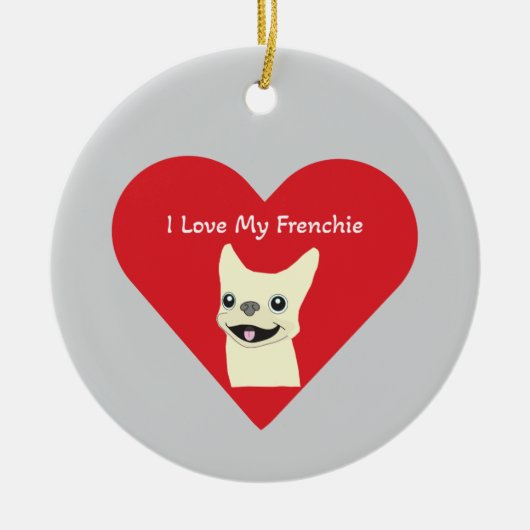 Ich liebe meinen Frenchie, Lavender Keramik Ornament (Vorne)
