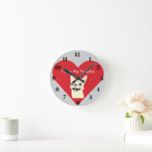 Ich liebe meinen Frenchie,  Runde Wanduhr (Zuhause)