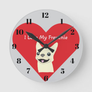 Ich liebe meinen Frenchie,  Runde Wanduhr