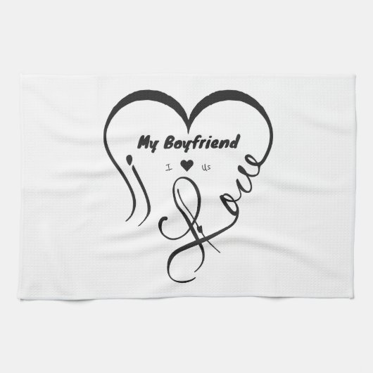 Ich liebe meinen Freund, ich ♥ uns Geschirrtuch (Horizontal)