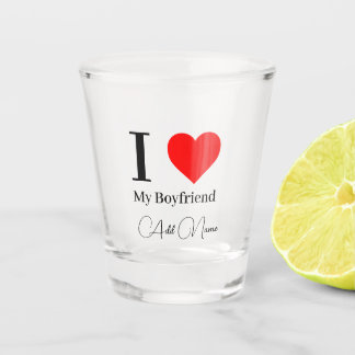 Ich liebe meinen Freund & rotes Herz Personalisier Schnapsglas
