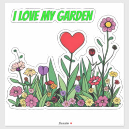 "Ich liebe meinen Garten"-Sticker | Farbige Wildbl Aufkleber