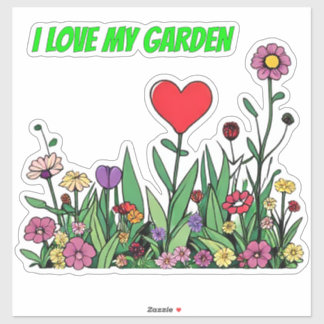 "Ich liebe meinen Garten"-Sticker | Farbige Wildbl Aufkleber