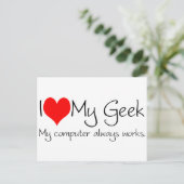 Ich Liebe meinen Geek Postkarte (Stehend Vorderseite)