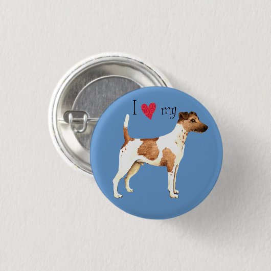 Ich Liebe meinen glatten Fox Terrier Button (Vorne & Hinten)