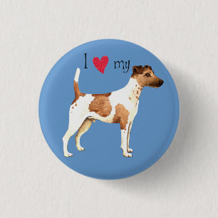 Ich Liebe meinen glatten Fox Terrier Button