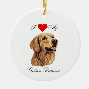 Ich Liebe meinen Golden Retriever Standard Keramik Ornament