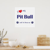 Ich Liebe meinen Grubenbull (Männerhund) Poster (Küche)