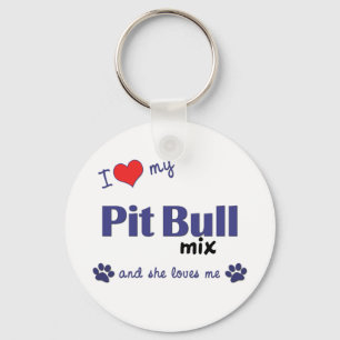 Ich Liebe meinen Grubenbull-Mix (weiblicher Hund) Schlüsselanhänger