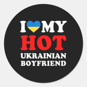 Ich liebe meinen heißen ukrainischen Freund lustig Runder Aufkleber