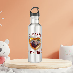 Ich liebe meinen Hund Pet leuchtendes Herz Edelstahlflasche