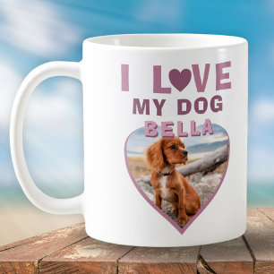Ich liebe meinen Hund Pink Heart Foto Hundename Kaffeetasse