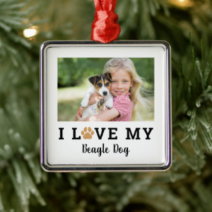 Ich liebe meinen Hund Rasse Name Foto Andenken Ornament Aus Metall