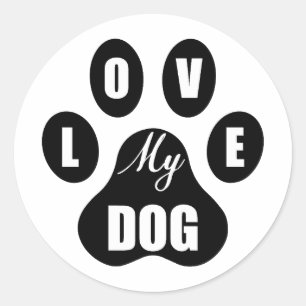 Ich liebe meinen Hund Runder Aufkleber