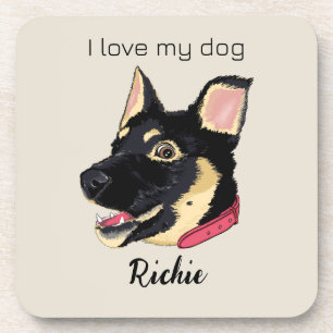 Ich liebe meinen Hund süßer deutscher Schäferhund- Getränkeuntersetzer