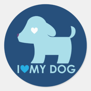 Ich Liebe meinen Hundeaufkleber Runder Aufkleber