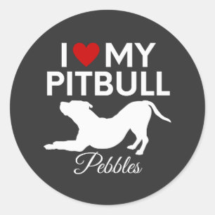 Ich Liebe meinen individuelle Name-Pitbulle Runder Aufkleber