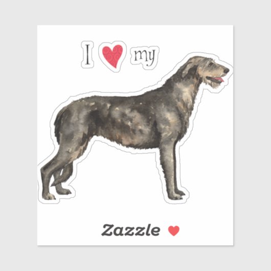 Ich Liebe meinen irischen Wolfhound Vinyl Sticker (Blatt)