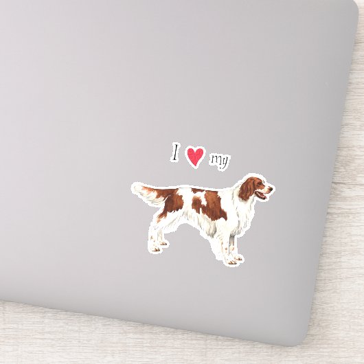 Ich liebe meinen Irish Red and White Setter Vinyl  Aufkleber (Detail)