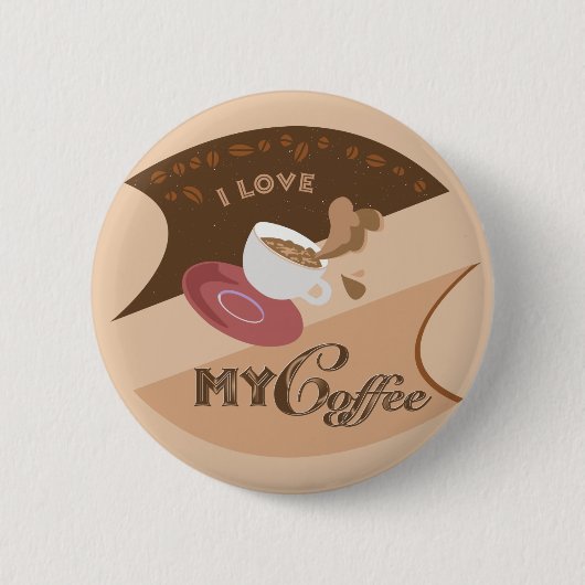 Ich liebe meinen Kaffee Retro Java Button (Vorderseite)