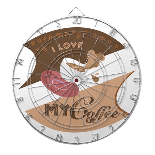 Ich liebe meinen Kaffee Retro Java Dartscheibe (vorne)