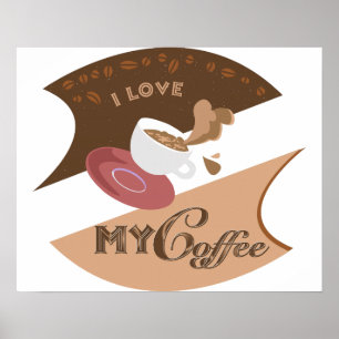 Ich liebe meinen Kaffee Retro Java Poster