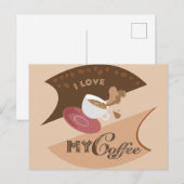 Ich liebe meinen Kaffee Retro Java Postkarte (Vorne/Hinten)