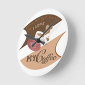 Ich liebe meinen Kaffee Retro Java Runde Wanduhr (Winkel)