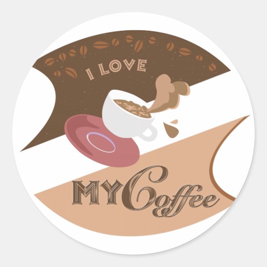 Ich liebe meinen Kaffee Retro Java Runder Aufkleber (Vorderseite)