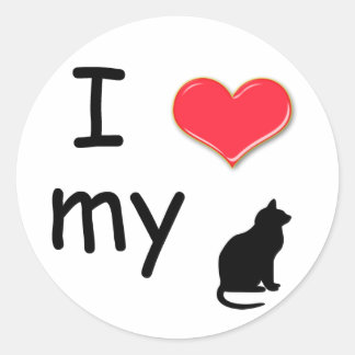 Ich Liebe meinen Katzenaufkleber Runder Aufkleber