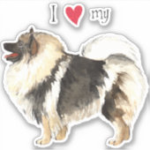 Ich Liebe meinen Keeshond Vinyl Sticker (Vorderseite)
