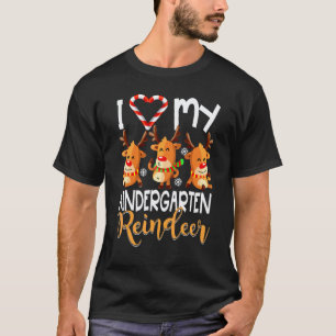 Ich liebe meinen Kindergarten-Rentiere-Schüler-Leh T-Shirt