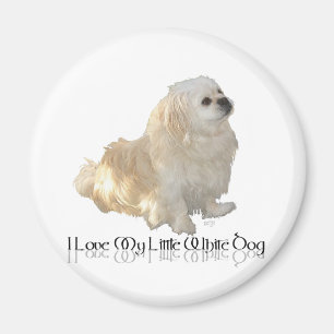 Ich liebe meinen kleinen weißen Hund - Pekingese ! Magnet