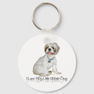 Ich liebe meinen kleinen weißen Hund - Shih Tzu Schlüsselanhänger