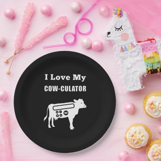 Ich Liebe meinen Kuh-Kulator Funny Mathe Calculato Pappteller (Party)