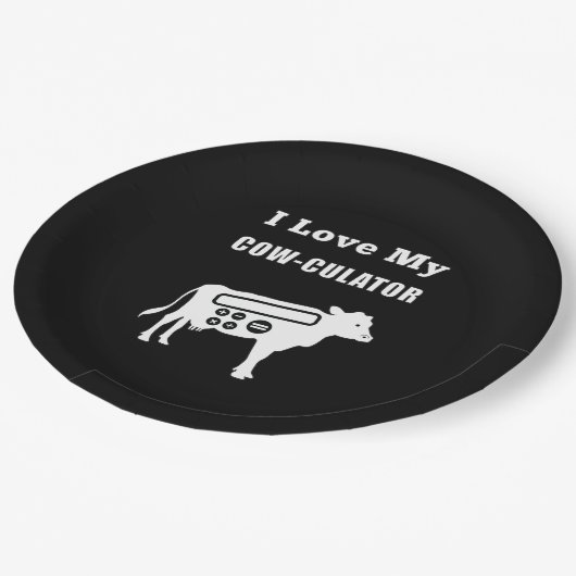 Ich Liebe meinen Kuh-Kulator Funny Mathe Calculato Pappteller (Schrägansicht)