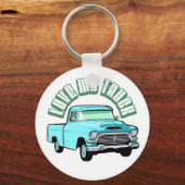 Ich Liebe meinen LKW - Alter, klassischer, blauer Schlüsselanhänger (Vorderseite)