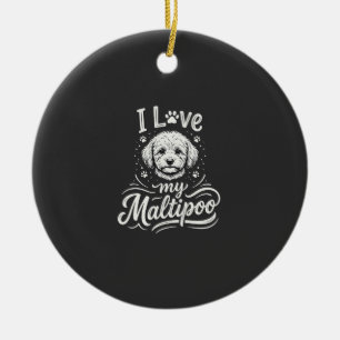 Ich liebe meinen Maltipoo-Hundefreund Keramik Ornament