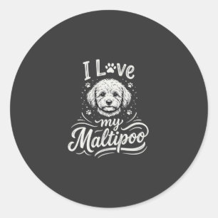Ich liebe meinen Maltipoo-Hundefreund Runder Aufkleber