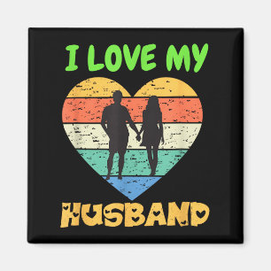 Ich liebe meinen Mann Lustige Retro-Ehefrau Valent Magnet