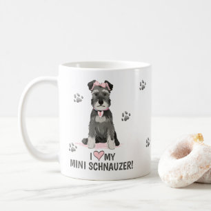 Ich liebe meinen Mini-Schnauzer Rosa Kaffeebecher Kaffeetasse