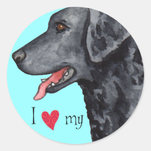 Ich Liebe meinen mit Curly überzogenen Retriever Runder Aufkleber